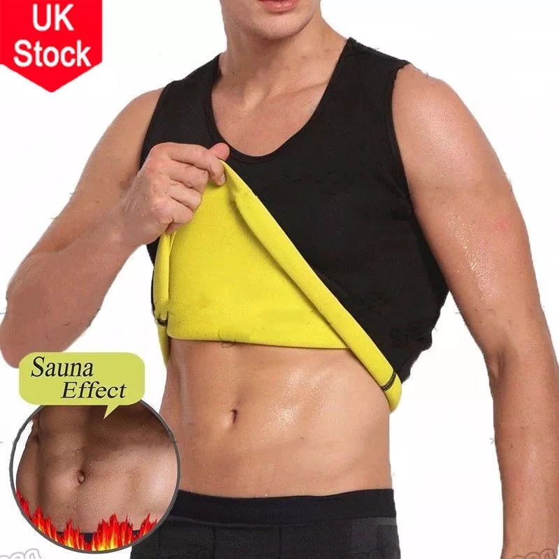 Menu0026#039;s Gym Neoprene Vest Sauna Ultra Sweat T-Shirt Body Shaper Slimming  Cincher H | eBay