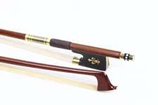 Golden Black Silk 4/4 Violin Bow Brazilwood Ebony Frog Natural Bow Hair Straight
