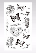 vintage face decor heart butterfly temporary tattoo