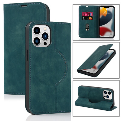 For iPhone 17 16 15 14 13 12 11 XR Magnetic Flip Holder Card Slots Mag Safe Case