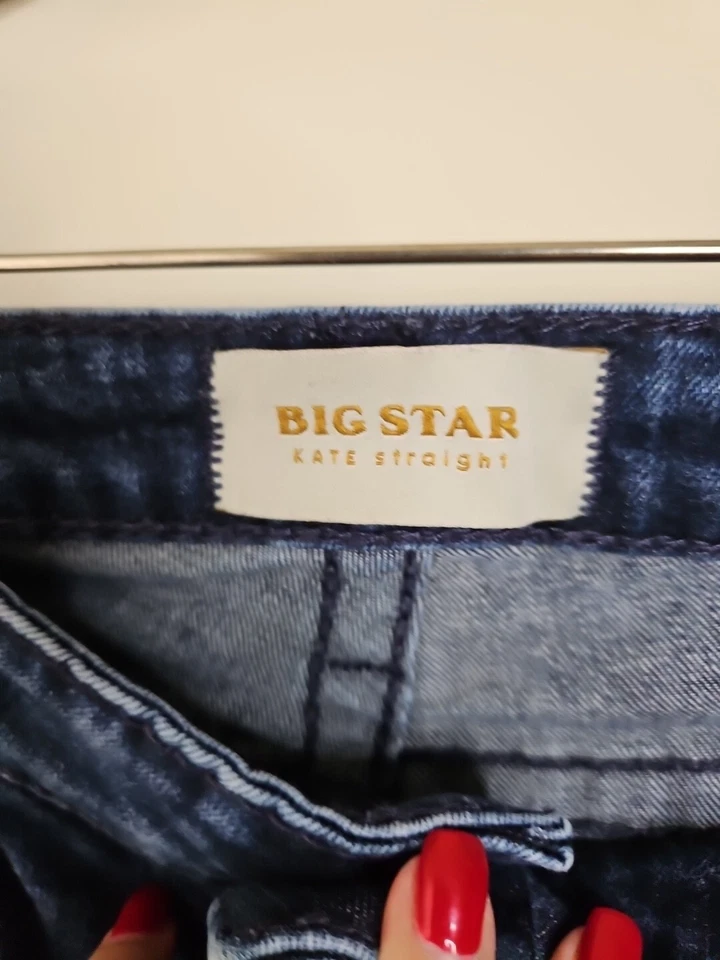 Big Star Womens Kate Dark Wash Denim Straight Jeans Sz 27 R Pants Foto 2 de 4