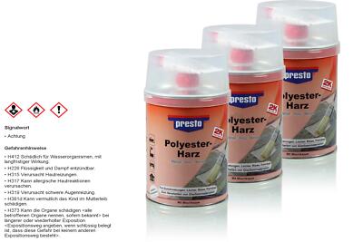3x Original Presto 2K Polyesterharz 975g + Härter 25g (1000g) 