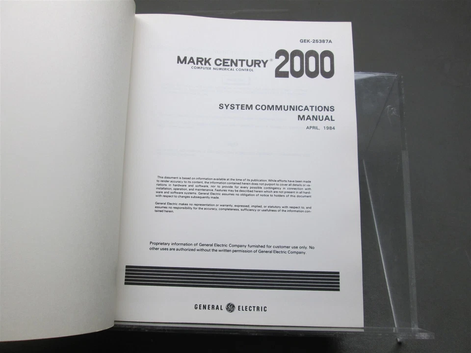 GE Mark Century GEK-25387A 2000 CNC System Communications Manual - Image 2 of 4