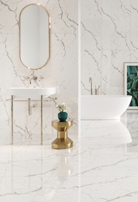 CALACATTA GOLD HALBPOLIERTES PORZELLAN 600x300 mm BODEN WANDFLIESEN 26,99 £ PRO QM