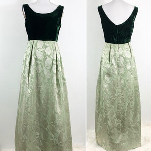 floor length green velvet dress