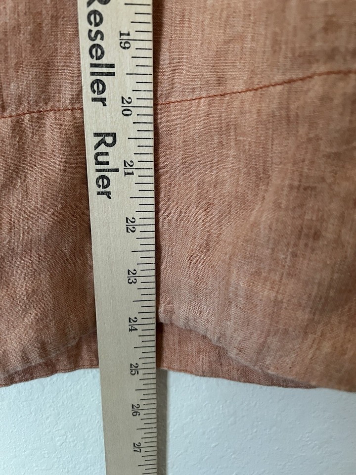 Hill Shirt Womens 8 Orange 100 Linen Minimalist Button Up eBay