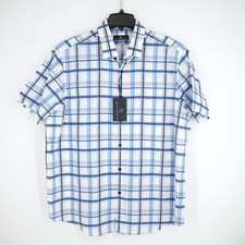 Hart Schaffner Marx Men's Short-Sleeve Shirt XL Blue White Check NWT 89.50