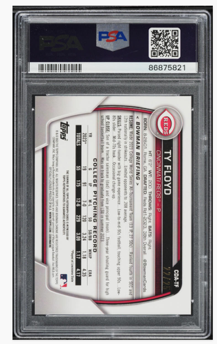 2023 Bowman Chrome Draft Ty Floyd Orange Wave AUTO /25 PSA 10 GEM - Picture 2 of 2
