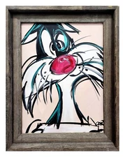 CORBELLIC EXPRESSIONISM 14X11 SYLVESTER CAT ABSTRACT ORIGINAL ART MODERN HOME