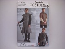 Simplicity 9953/11856 Cosplay Medieval Coat Vest Jacket Costume Pattern Sz 38-44
