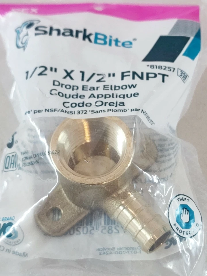 Sharkbite 1/2-in Dia Brass PEX Drop-Ear Elbow Crimp Fitting - Image 2 of 2