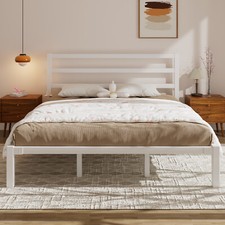 Metal Bed Frame Twin/Full/Queen/King with White Headboard Footboard Wrought Rod