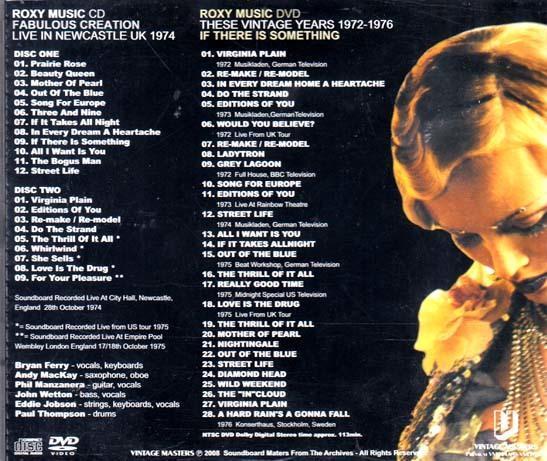 Roxy Music 2CD 1DVD 「Fabulous Creation」 Roxy Music – Fabulous Creation – 2 x CD (Unofficial Release