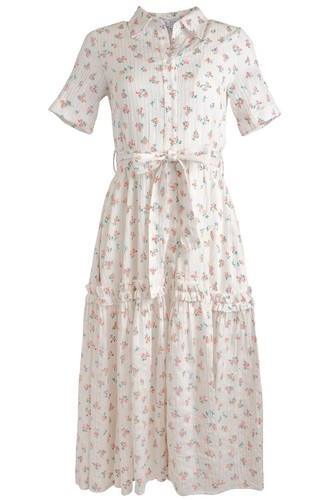 knee length dresses for ladies Veda Strappy Back Ruffle Midi Dress Floral Blue