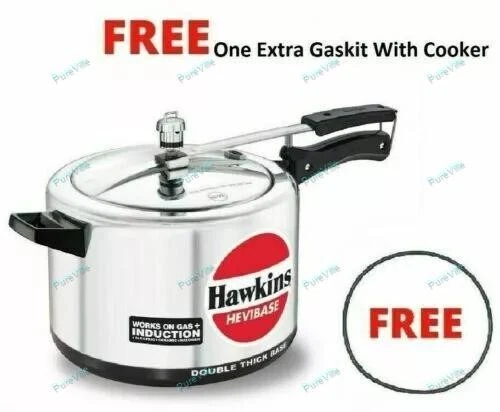 Hawkins Hevibase Pressure Cooker Induction Silver 8 Litres With One Extra Gasket