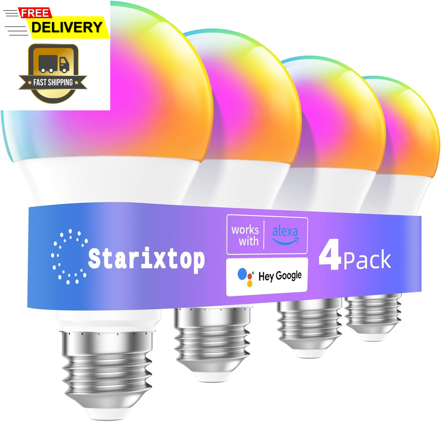 Smart Light Bulbs, RGB+WW Color Changing Light Bulbs, A19 LED Light Bulb, Music