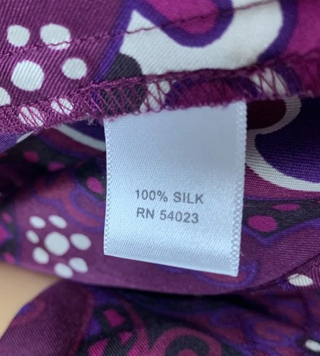 Banana Republic Silk Purple Pink Paisley Print 3/4 Sleeve Pleated Dress Size 6 - Picture 5 of 5