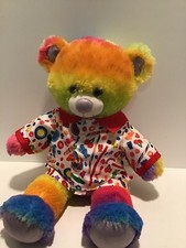 Build A Bear Plush Bright Rainbow Purple Sparkle Tie Dye 18 Inch W/shirt