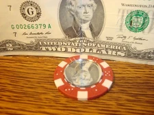 MIRROR Reflection Dice design Poker Chip,Golf Ball Marker,Card Guard Red/White