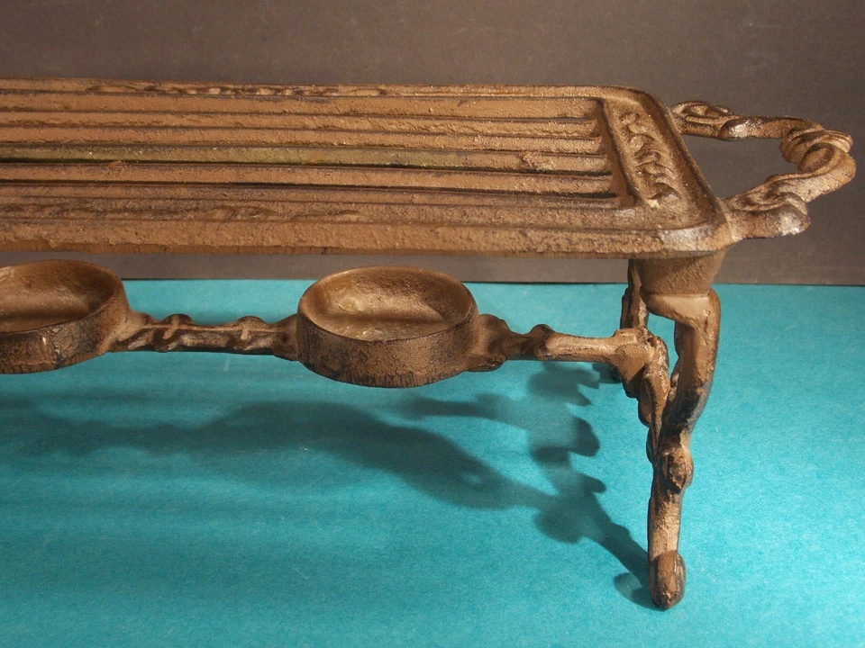 Rechaud Stövchen Gusseisen Speisenwärmer Landhausstil  für 2 Teelichter 14x33 cm - Bild 4 von 4