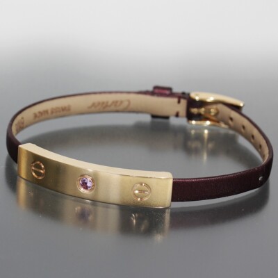 Cartier Love Bracelet Pink Sapphire leather 18cm K18PG