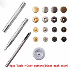 MAOLECOS 10/12/15mm Metal Snap Buttons with 4 Tools Leather Snap Fasteners Kit