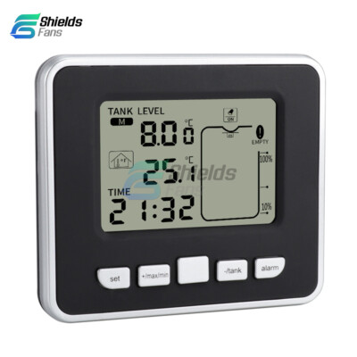 FT002 Ultrasonic Water Tank Liquid Level Meter Temperature Clock Gauge Alarm