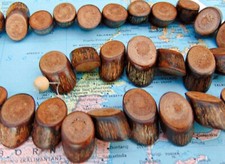 100 CRAFT + JEWELRY Banghaw WOOD BEADS ~Diagonal Cut~Mini Wooden Logs Smooth