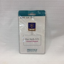 Prestige Medical Easy ID Tac Badge Holder Pin Holiday Christmas Snowflake #9321