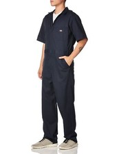 Dickies Mens Flex Short Sleeve Work Utility Coveralls, Dark Navy Size Small