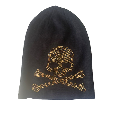 Studded Skull & Crossbones Black Beanie Sock Hat | eBay display picture 1