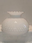 Vintage Milk Glass Hobnail 9-3/4" Fitter Lamp Shade With Ruffle Top