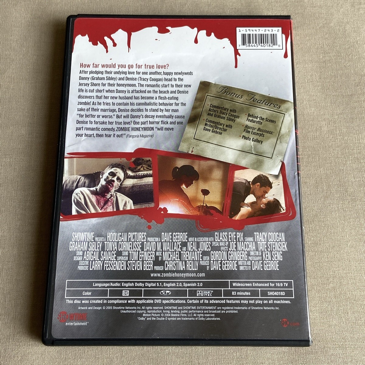 Zombie Honeymoon (DVD 2004) Showtime Horror Romance Graham Sibley