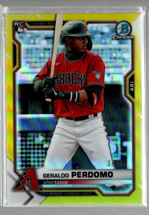 2021 Bowman Chrome Yellow Refractors #98 Geraldo Perdomo /75