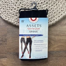 Spanx Assets Black Shaping Tights Textured Stripe Mesh Size 2 125-155lbs NEW
