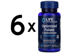 6 X Life Extension Optimized Folate, 1700Mcg - 100 Vegetarian (116,58 Eur/Kg)