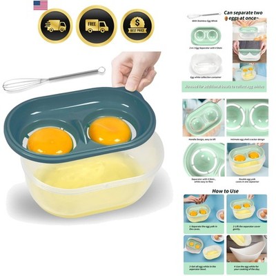 Egg White Separator with Egg Beater Food Grade Kitchen Gadget Blue 1 Piece