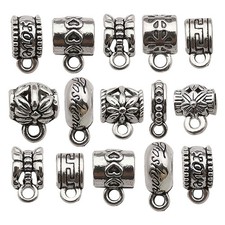 100 pcs Clasp Bail Beads Charms,Bail Tube Beads, Loose Spacer 10-15mm, M611