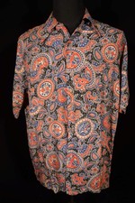 Very Rare Vintage 1940's Silky Rayon Print Shirt Size Large Excellent Condition