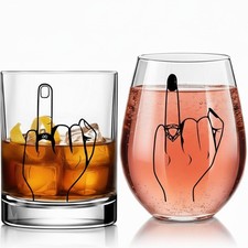 Funny Engagement/Wedding Gift for Couples   Ring Finger Wine and Whiskey Glas...