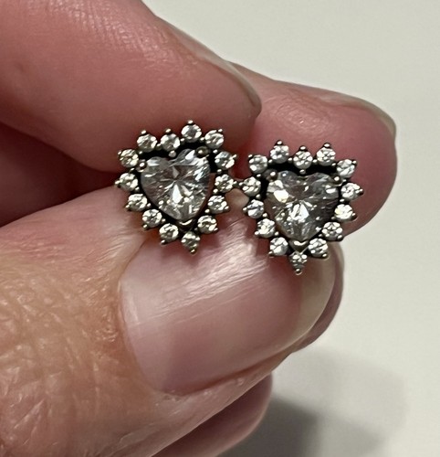 Pandora Sparkling Heart Halo Stud Earrings