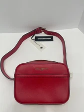 NWT Karl Lagerfeld Paris Red Leather Camera Waist Belt Bag Purse Women’s