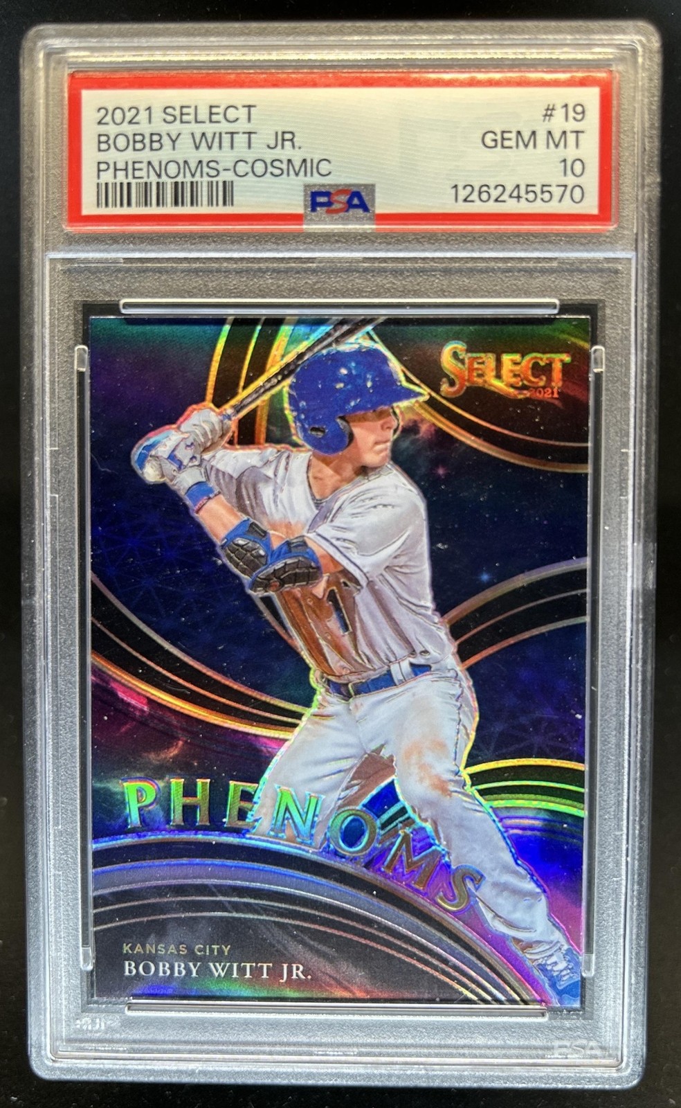 2021 Panini Select Bobby Witt Jr. Phenoms Cosmic Prizm RC #PH-19 Royals PSA 10