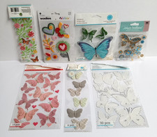 Scrapbooking Sticker Lot of 7 Packages Butterflies Butterfly Floral Dimensional