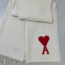 Authentic Ami Big Heart Logo Patch White Scarf