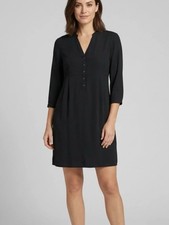 $118 ANTHROPOLOGIE MAEVE TARYN CREPE SHIFT  DRESS BLACK SLEEVES 3/4 size medium