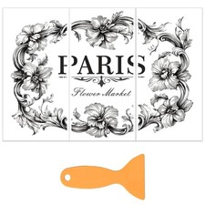 3pcs/Set Paris Flower Rub on Transfers for Furniture and Crafts 6x12 Inch Vin...