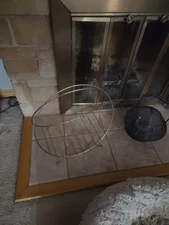 VTG. MCM Gold Magazine Rack Or Log Holder For Fireplace