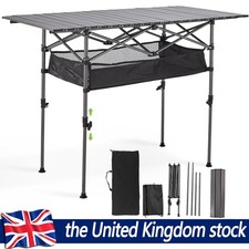 Portable Roll Up Camping Table Foldable Height Adjustable Outdoor Picnic Table