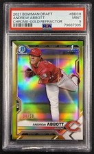 2021 Bowman Chrome Andrew Abbott Gold Refractor 1st Bowman /50 #BDC-8 PSA 9